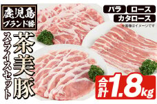 C-3201 鹿児島茶美豚スライスセット(合計1.8kg) お肉 肉 豚 豚肉 チャーミートン ブランド豚 豚ロース しゃぶしゃぶ 肉巻き しょうが焼き 豚丼 おかず 小分け 冷凍【鹿児島いずみ農業協同組合】akn018-27