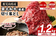 鹿児島県産黒毛和牛(経産)切り落とし(計1.2kg)とピンク岩塩(あら塩・200g/ボトル付) セット 国産 九州産 鹿児島県産 牛肉 国産牛 岩塩 ピンク岩塩 あら塩 ボトル 付き ふるさと納税限定 企業 コラボ【スターゼン×梅研本舗ジャパン】akn501-03