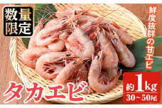＜先行予約受付中！2026年4月以降順次発送予定＞数量限定！タカエビ(約1kg・30～50尾)国産 えび 海老 海鮮 魚介 甘エビ 甘えび 冷凍 期間限定【松永青果】akn053-23