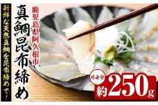 真鯛昆布締め(約250g) 鹿児島県 阿久根市 たい タイ 真鯛 魚貝 魚介 海産物 昆布〆 風味 旨味 おかず おつまみ【さるがく水産】akn028-48
