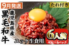 i382-2509 ＜2025年9月中に発送予定＞鹿児島県産黒毛和牛ユッケ6人前(40g×6P・計240g) 肉 牛肉 黒毛和牛 国産 鹿児島県産 ユッケ 生食 旨み 選べる 発送月 選択【カミチク】