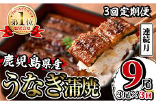 i854-A ＜定期便・計3回(連続月)＞鹿児島県産うなぎ蒲焼3尾セット＜(約140g×3・計約420g)×全3回＞ うなぎ 鰻 ウナギ 2尾 蒲焼き 国産 鹿児島県産 焼きたて 生産量日本一 真空パック おかず 晩御飯 特別な日 土用の丑の日【薩摩川内鰻】