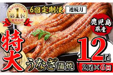 i1173-A ＜定期便・計6回(連続月)＞＼特大サイズ／鹿児島県産 うなぎ蒲焼 2尾セット ＜（約220g×2・計約440g）×全6回＞ 定期便 たれ 山椒付きうなぎ 鰻 ウナギ 特大 特大サイズ 約220g 蒲焼き 国産 鹿児島県産 焼きたて 生産量日本一 真空パック おかず 晩御飯 特別な日 土用の丑の日 【薩摩川内鰻】