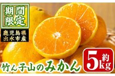 i1178 ≪数量・期間限定≫いずみ産 竹ん子山の早生みかん(約5kg) 鹿児島 国産 九州産 みかん ミカン 蜜柑 柑橘 くだもの フルーツ 果実 早生 【イーサイドライン】