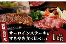 鹿児島黒牛サーロインステーキ＆すきやき食べ比べセット1kg(JAいぶすき/055-1299)E301