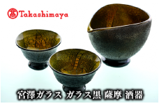 ＜高島屋選定品＞宮澤ガラス ガラス黒 薩摩 酒器(TK130-1840/59D1485)