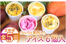 【全５回定期便】ゴロゴロ果肉入りアイス6個入定期便(マンゴーの森/Z060-291) アイス フルーツ マンゴー スイーツ シャーベット