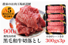 鹿児島県産黒毛和牛5等級切落し900g(水迫畜産/016-1292)牛肉 牛 国産