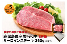 鹿児島県産5等級黒毛和牛サーロインステーキ360g(180g×2枚)(水迫畜産/013-1286)23-GP1 国産 肉 牛 和牛 ステーキ 霜降り ギフト 贈答用 プレゼント 鹿児島 いぶすき 