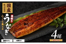 【鹿児島県産】うなぎ蒲焼じっくり焼き約250g×4尾 木目化粧箱入り(大新/038-1108) 鰻 蒲焼 国産 丑の日 うな重 無頭 ギフト ふっくら 小分け レンジ 簡単
