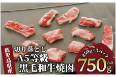 A5等級鹿児島県産黒毛和牛焼肉切り落とし750g(250g×3P)(カミチク/012-1659) 牛肉 牛 肉 お肉 黒毛和牛 黒毛 国産牛 国産 鹿児島県産 バーベキュー 切落し 和牛 A5 A5ランク ミスジ ウワミスジ インサイド ミックス キャンプ BBQ 野菜炒め 炒め物 家庭用 冷凍 小分け 焼肉用
