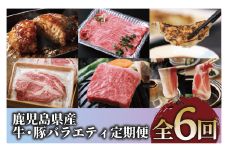 【全６回定期便】鹿児島県産牛・豚バラエティ定期便(Z120-2043) 牛 牛肉 肉 豚 豚肉 黒豚 茶美豚 サーロイン ステーキ 黒毛和牛 豚スライス 豚スラ カタロース ハンバーグ 餃子 中華 中華料理 黒豚餃子 鍋 しゃぶしゃぶ