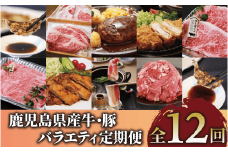 【全12回定期便】鹿児島県産牛・豚バラエティ定期便(Z180-2042) 牛 牛肉 豚 豚肉 肉 鹿児島県産 国産 鹿児島産 黒牛 茶美豚 黒豚 餃子 しゃぶしゃぶ すき焼き すきやき すき焼 総菜 惣菜 冷凍 黒毛和牛 ステーキ ハンバーグ スライス 切り落とし 切り落し 切落し 頒布会 セット 定期