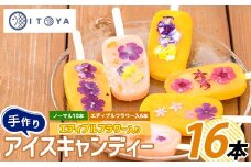 手作りアイスキャンディー エディブルフラワー入り 計16本(たいやき絲や/010-1910) 鹿児島 手作り アイス アイスキャンディー 氷 氷菓子 スイーツ おやつ ミルク あずき チョコ 抹茶 パイン りんご ぶどう マンゴー グァバ パッションフルーツ セット 詰合せ 冷凍