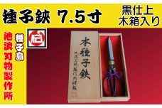 種子島 伝統工芸 種子鋏 (たねばさみ) 7.5寸 黒仕上 木箱入　NFN195【1700pt】 // 伝統手法 贈り物 木箱入りの贈答品 全長＝約22.5ｃｍ 鹿児島県指定 伝統的工芸品