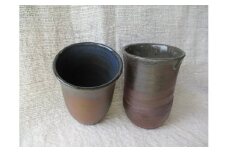 種子島 伝統 登り窯 福元窯 ペア フリーカップ　NFN233【675pt】 // 焼き物 重量感 釉薬未使用 持ちやすい形 なめらかな肌合い