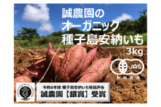 【先行予約】 種子島 産 オーガニック (有機) 種子島安納いも (誠農園) 3kg　NFN599 【250pt】 有機栽培 有機JAS 認証 安納いも 安納芋 熟成 糖度 オーガニック 安心安全