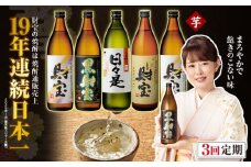 C3-22124／【 定期便 】 3回 届け・ 焼酎 4種5本 飲み比べセット 【5合瓶（芋）】 温泉水仕立て！ 財宝