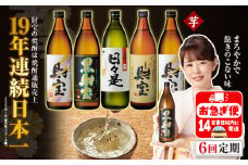 G7-2230／【 定期便 】 6回 届け・ 焼酎 4種5本 飲み比べセット 【5合瓶（芋）】 温泉水仕立て！ 財宝
