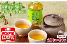 B2-22116／【3回定期】かごんま緑茶 280ml×24本 ペットボトル 鹿児島 知覧茶葉 使用 天然アルカリ温泉水 財寶温泉 抽出