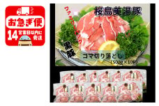 B2-0405／鹿児島県産 黒豚　桜島美湯豚　コマ 切り落とし　5kg (500g×10パック)