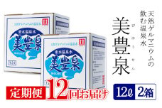 J15-1403／【12回定期便】飲む温泉水/美豊泉(12L×2箱)