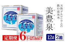 G7-1401／【6回定期便】飲む温泉水/美豊泉(12L×2箱)
