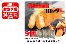W-0406／鹿児島県産　桜島美湯豚　コロッケ 9個（3個入×3P）