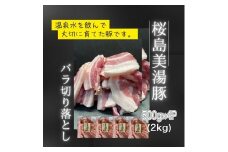A1-0413／鹿児島県産　桜島美湯豚　バラ 切り落とし　2kg (500g×4パック)