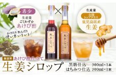 ASR-414 薩摩川内生姜シロップ（はちみつ・黒糖）稀少 あけび酢使用 各1本セット
