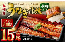 JS-224【3カ月定期便】 九州産うなぎ蒲焼 約170g×5尾×3回