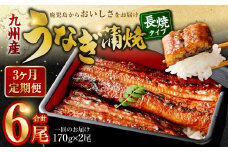 【3カ月定期便】 九州産うなぎ蒲焼 約170g×2尾×3回 DS-605　