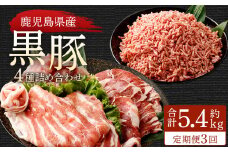 DS-910 【3ヶ月定期便】鹿児島県産黒豚 4種詰合せセット(約1.8kg×3回)