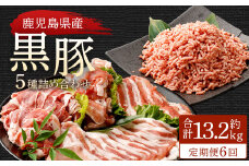 JS-306 【6ヶ月定期便】鹿児島県産黒豚 5種詰合せ(約2.2kg×6回)