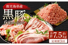 GS-606 【3ヶ月定期便】鹿児島県産黒豚 6種詰合せ(約2.5kg×3回)