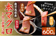 DSR-113 鹿児島県産本マグロ トロ＆赤身 3種セット 合計600g 本マグロ トロ 赤身 マグロ 魚 刺身 刺し身