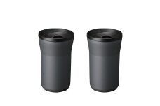 【京セラ】蓋付きタンブラー 350ml ＜ダークグレー＞ ペアセット （2個） CERAMUG タンブラー 真空容器 保冷 保温 真空断熱 セラミック トラベルカップ KYOCERA BS-626-2