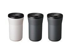 【京セラ】蓋付きタンブラー 350ml ＜クリームホワイト1個・ダークグレー2個＞ 計3個セット CERAMUG タンブラー 真空容器 保冷 保温 真空断熱 セラミック トラベルカップ KYOCERA CSR-609-2