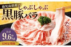 【12回定期便】鹿児島県産 黒豚バラ しゃぶしゃぶ  合計9.6kg（800g×12回） 黒豚 豚肉 豚バラ 肉 お肉 JS-507