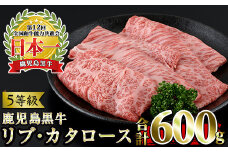 No.348 ＜肉質等級5等級＞(H-101)鹿児島黒牛すきやきセット(リブローススライス・カタローススライス：各300g・合計600g)国産 九州産 牛肉 黒牛 黒毛和牛 和牛 スライス サーロイン リブロース 肩ロース カタ すき焼き しゃぶしゃぶ 冷凍【さつま日置農協】