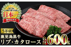 No.348 ＜肉質等級5等級＞(H-101)鹿児島黒牛すきやきセット(リブローススライス・カタローススライス：各300g・合計600g)国産 九州産 牛肉 黒牛 黒毛和牛 和牛 スライス サーロイン リブロース 肩ロース カタ すき焼き しゃぶしゃぶ 冷凍【さつま日置農協】