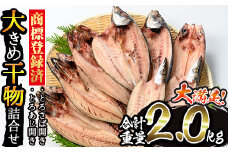 No.406-A 大きめ干物詰合せ＜合計2kg＞ 干物 セット 詰め合わせ ひもの 魚介類 魚 おかず おつまみ お楽しみ 【みのだ食品】