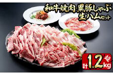 No.453 和牛焼肉と黒豚しゃぶしゃぶと生ハムの贅沢セット(5種・合計1.2kg以上) 国産 九州産 鹿児島県産 和牛 牛肉 カルビ 黒豚 豚肉 ぶた肉 バラ肉 肩ロース ロース お肉 生ハム しゃぶしゃぶ 焼肉 バーベキュー BBQ 冷凍 詰め合わせ【やきにく茶屋和昇】