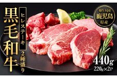 No.546 鹿児島県産黒毛和牛ヒレステーキ2種盛り(計440g・220g×2P)国産 九州産 牛肉 黒毛和牛 和牛 国産牛 ヒレ ステーキ  冷凍 【カミチク】