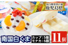 No.610 南国白くまカップ＆モナカセット！南国白くまカップ(180ml×5個)南国白くまモナカ(120ml×6個)計11個の詰め合わせ！N&M-38 鹿児島 日置市 特産品 お菓子 洋菓子 菓子 かき氷 かきごおり 氷菓 スイーツ アイスクリーム 白熊 最中 食べ比べ【セイカ食品】