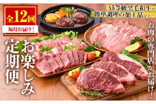 No.754 ＜定期便・全12回(連続)＞お楽しみ！大人気の返礼品定期便(全12回・ステーキ、ハンバーグ、ローストビーフなど)牛肉 黒毛和牛 和牛 ステーキ スライス すき焼き しゃぶしゃぶ 焼肉 BBQ キャンプ 定期便 頒布会 A5 A5ランク 冷凍 ギフト 贈答【カミチク】