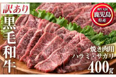 No.831 ＜数量限定＞鹿児島県産黒毛和牛焼肉セット(合計400g・ハラミ焼肉200g×1P、サガリ焼肉200g×1P)国産 九州産 牛肉 黒毛和牛 和牛 焼肉 焼き肉 赤身 ハラミ サガリ 霜降り 食べ比べ セット 冷凍【カミチク】