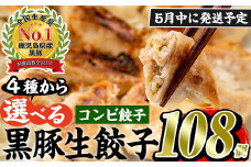 No.429-c-m05 ＜2025年5月中に発送予定＞鹿児島黒豚使用の黒豚コンビ餃子(計108個・黒豚：12個入り×4パック、もちっと：15個入り×4パック)国産 九州産 ぎょうざ ギョウザ 冷凍 黒豚 豚肉 お肉 おかず【末永商店】