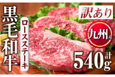 No.833-02  ＜訳あり＞九州産ロースステーキ(計540g)国産 九州産 牛肉 ロース ステーキ キャンプ BBQ 訳あり 訳アリ 冷凍 小分け【カミチク】