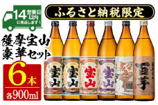 No.253 ふるさと納税限定！人気の焼酎！薩摩宝山豪華セット(6銘柄・各900ml×1本 計6本) 焼酎 酒 アルコール 芋焼酎 薩摩芋 米麹 常温 常温保存 セット 飲み比べ【西酒造】【802】